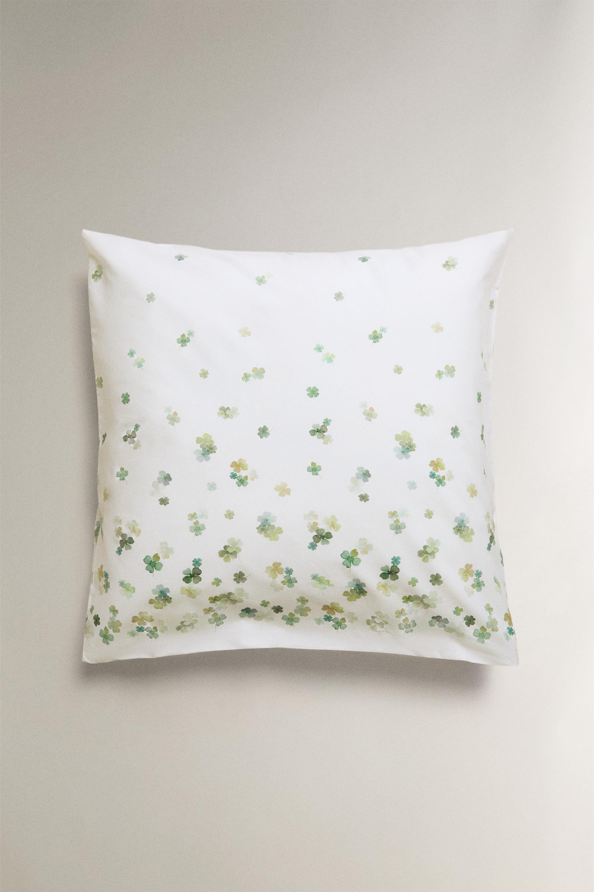 PERCALE COTTON PILLOWCASE WITH CLOVER DESIGN